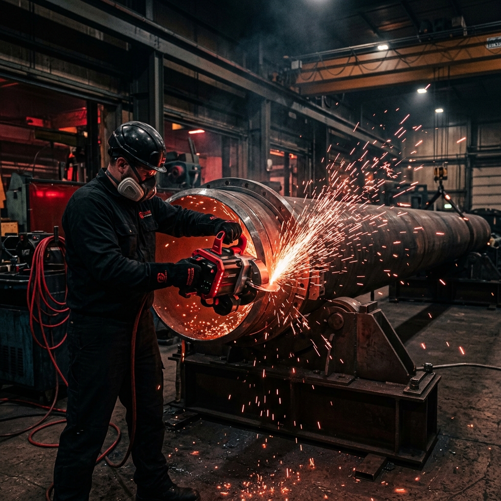 Corte e biselamento de tubo industrial